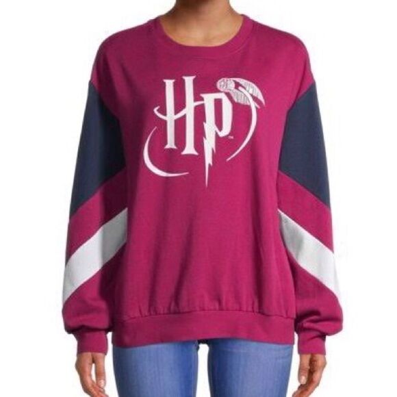 HARRY POTTER Licensed Snitch Sweatshirt Pink Color Block Graphic - Picture 1 of 7